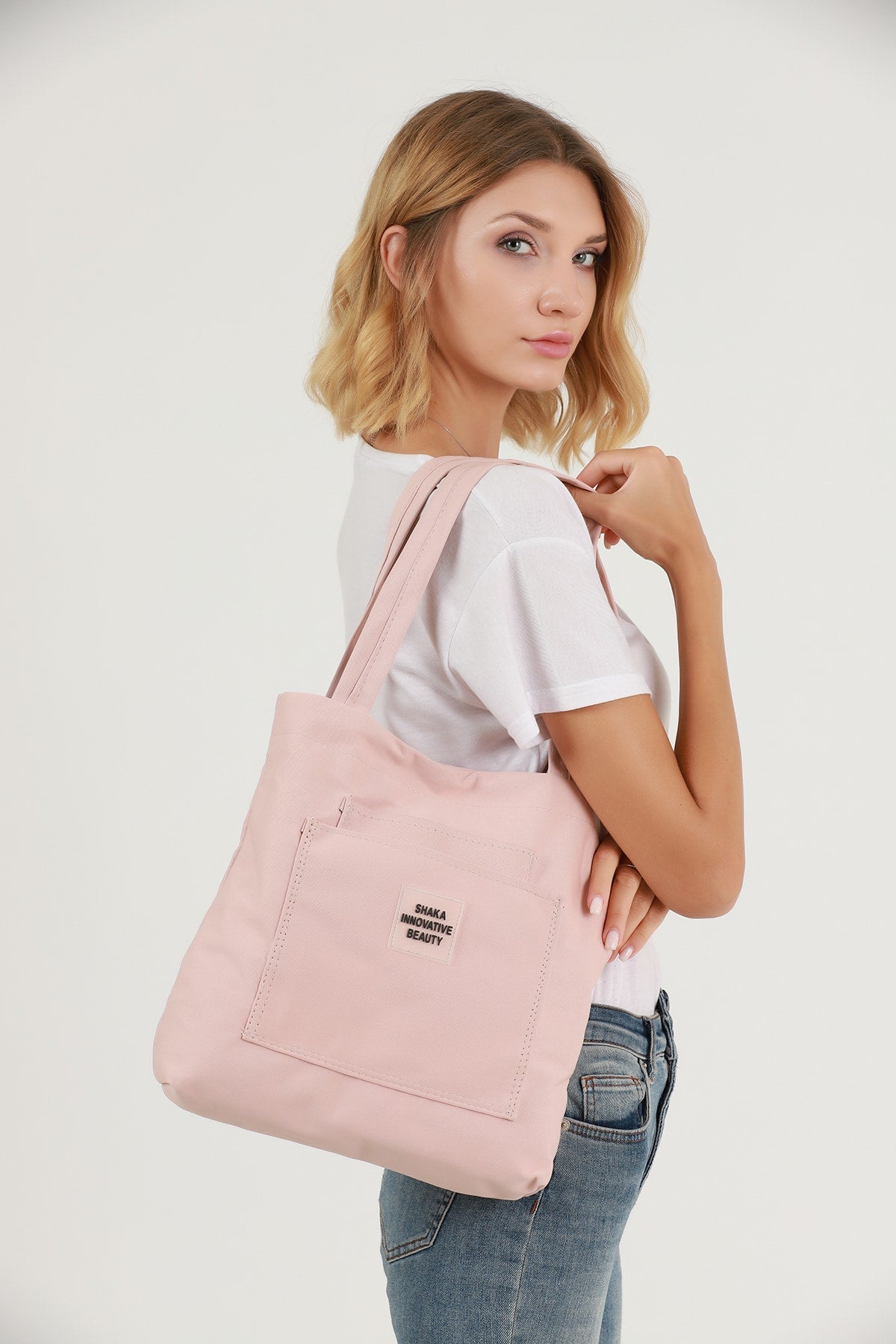 Powder U22 3-Compartment Front 2 Pocket Detailed Canvas Fabric Daily Women'S Arm And Shoulder Bag B:35 E:35