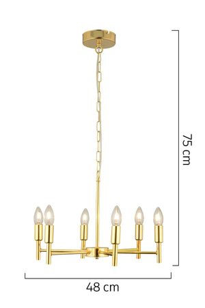 Vaneo 6-Piece Gold Modern Young Room Kitchen Living Room Chandelier