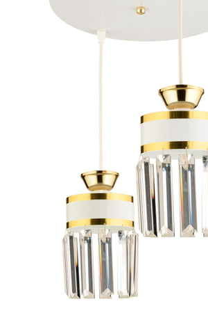 3-Piece Pendant Lamp Crystal Stone Tray White Yellow Gilded Modern Luxury Chandelier