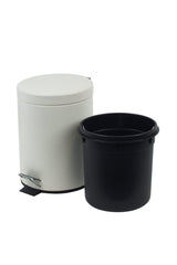 White 3 Liter 2 Pcs Bathroom Set Pedal Dustbin Wc Closet Toilet Brush Set Bathroom Dustbin - Swordslife