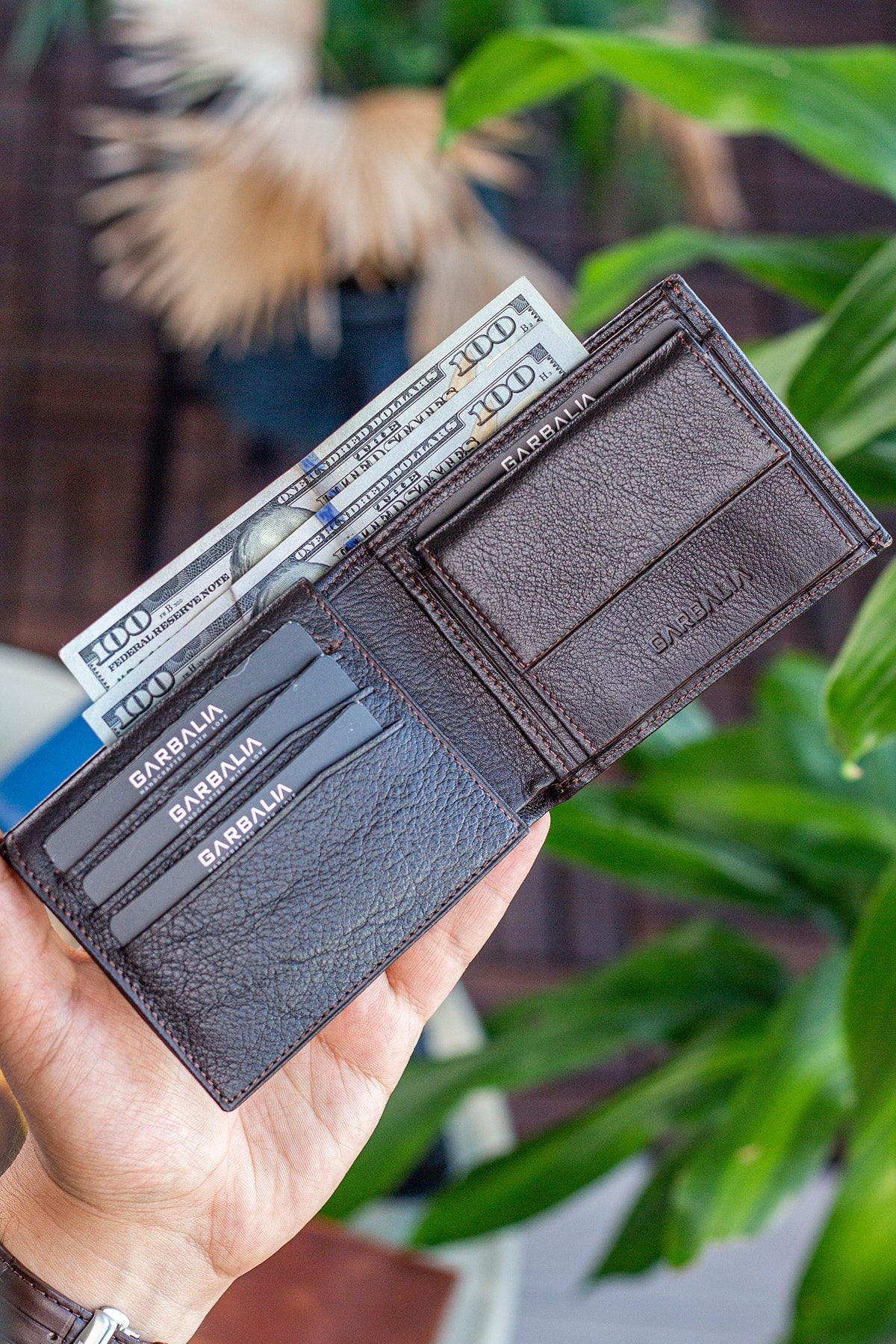 Münzhalter aus echtem Leder, RFID-Blocker, natürliches Taba-Portemonnaie
