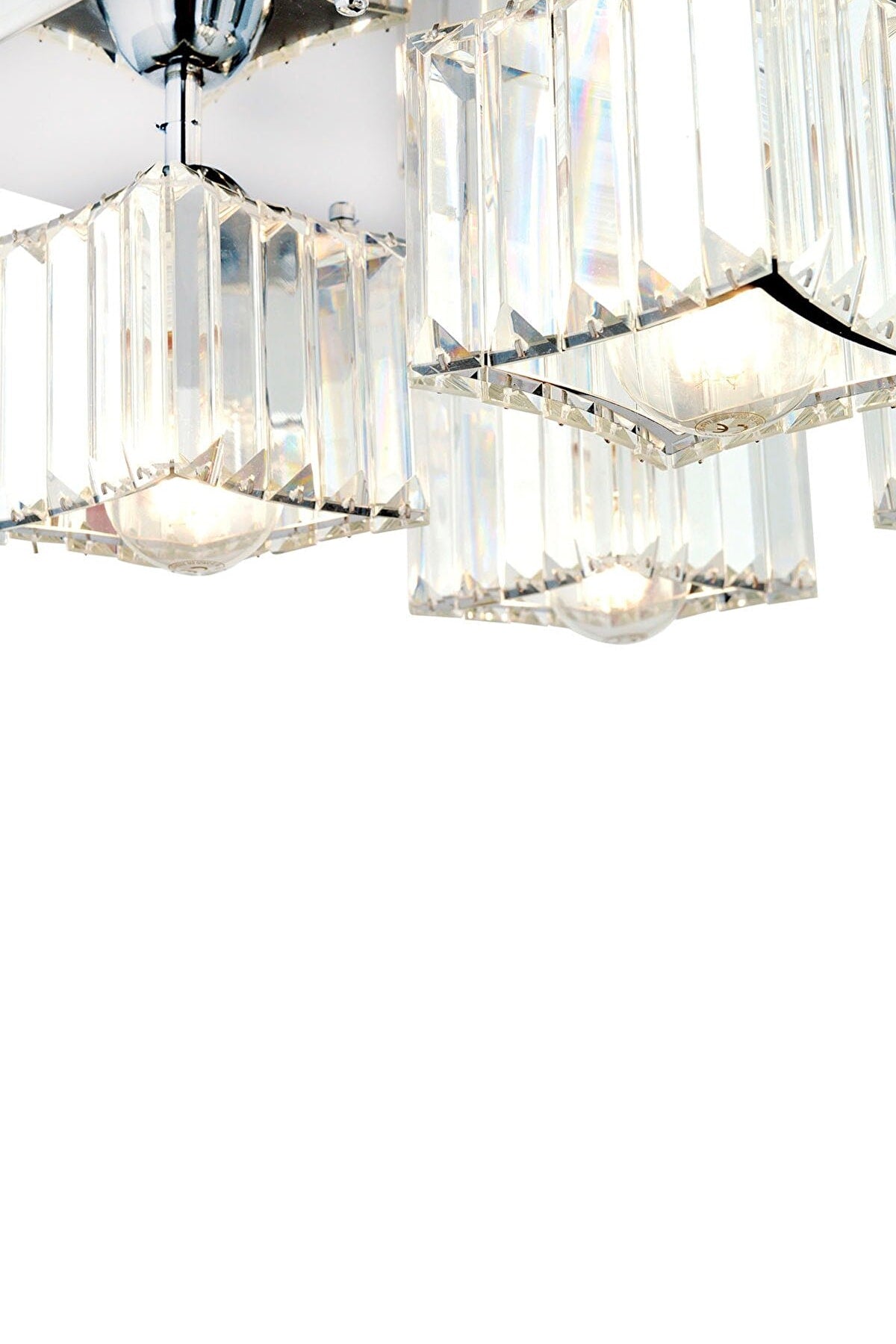 Ri̇Vi̇A 4-Piece Chrome Plated Plafonier Stone Living Room Chandelier