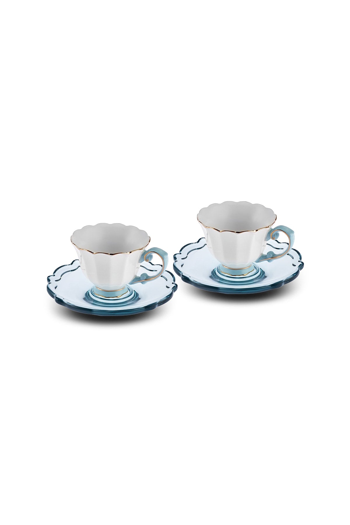 Samo 2 Person Turquoise Coffee Cup Set With Acrylic Saucer 90 Ml