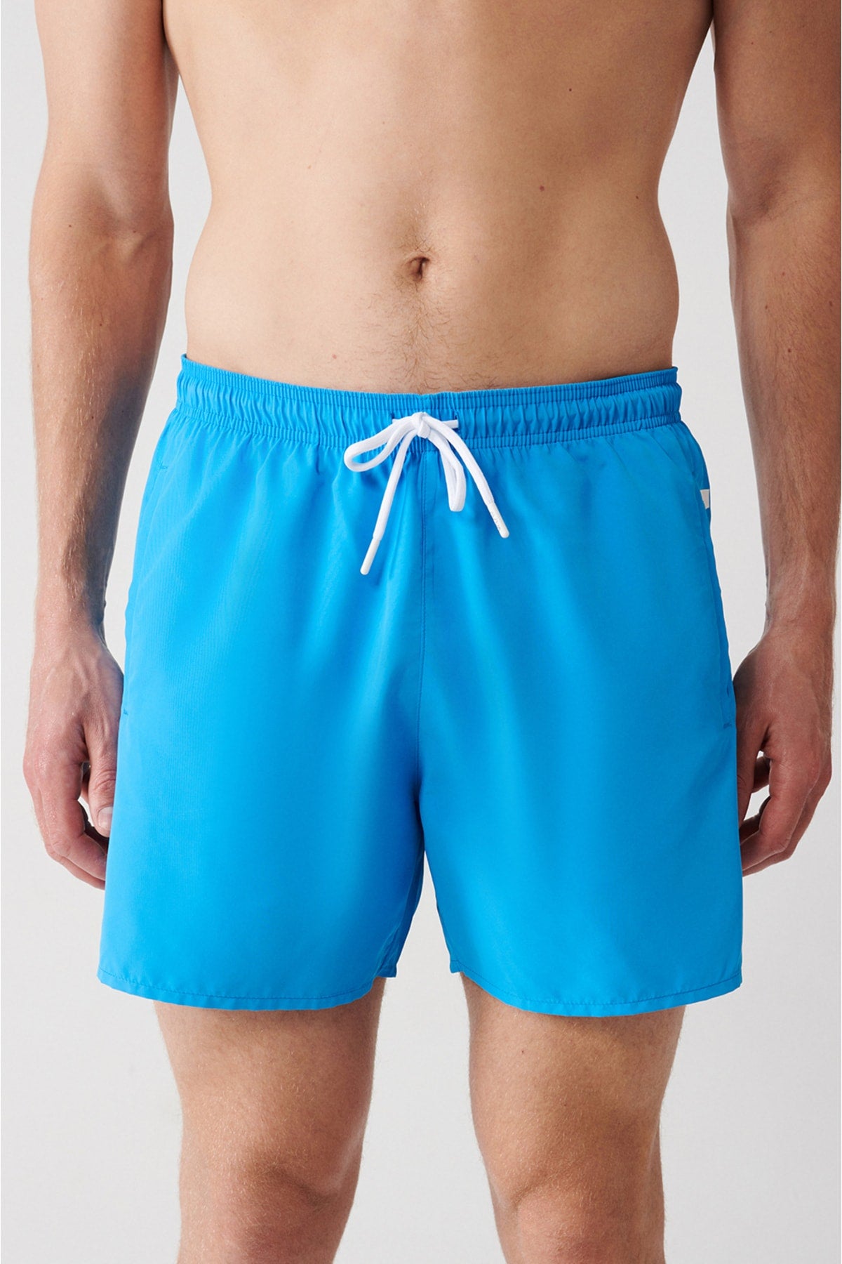 Men'S White-Turquoise Quick Dry Printed Standard Size Swimwear Marine Shorts E003802