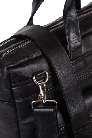 1St Class Genuine Leather Large Size Briefcase Laptop Bag Black (Width: 38Cm L:26Cm)