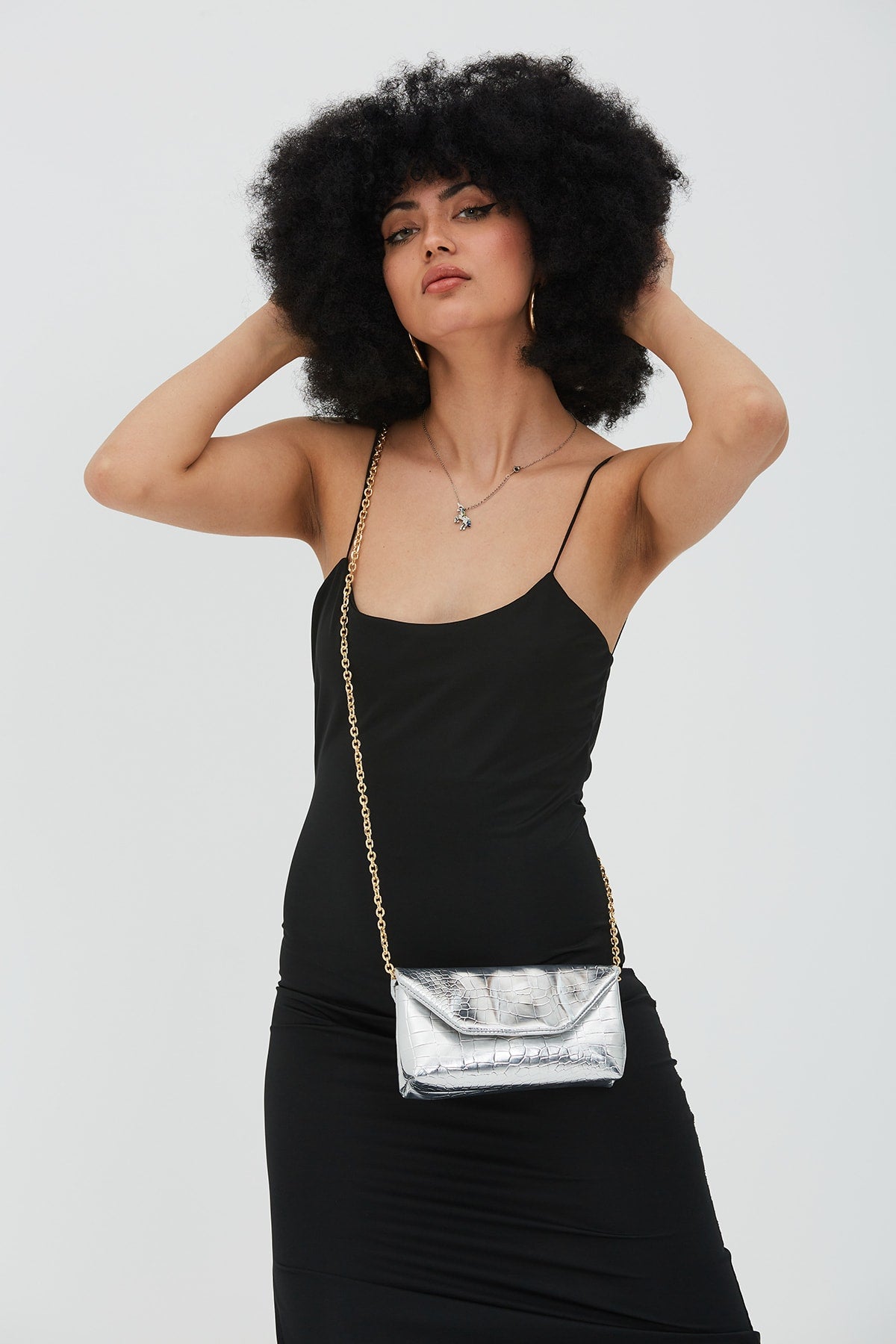 Long Strap Crochet Clucth Jake Women'S Crossbody Bag Silver