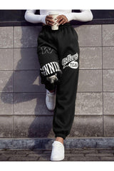 Foxskin Black Women's College Team Multi-Printed Summer Sweatpants - Swordslife