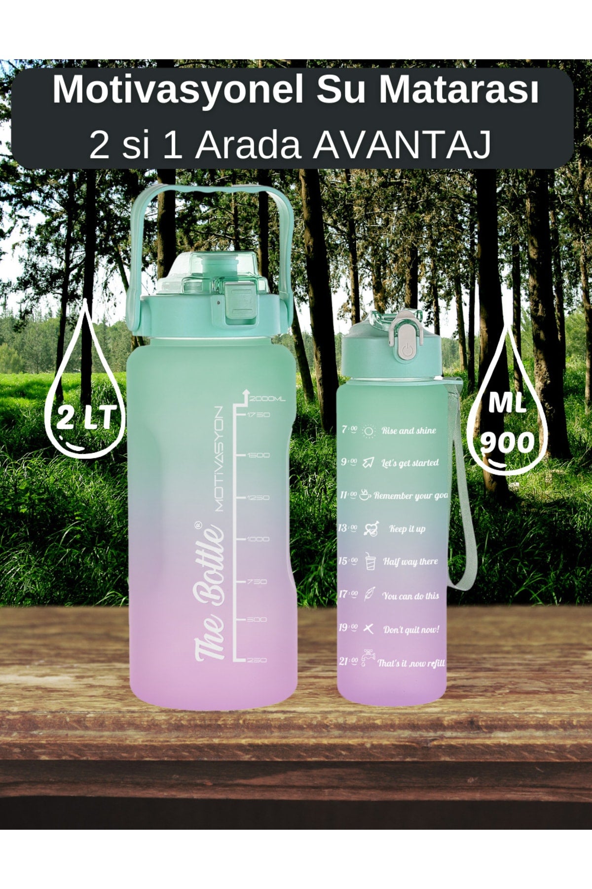 Die Flasche Motivierende 2er-Packung Wasserflasche Wasserflasche Wasserflasche 2L 750Ml Baby Tritan Wasserflasche Wasserflasche