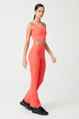 Women's Coral High Waist Slimmer Double Pocket Spanish Leg Leggings Bootcut - Swordslife