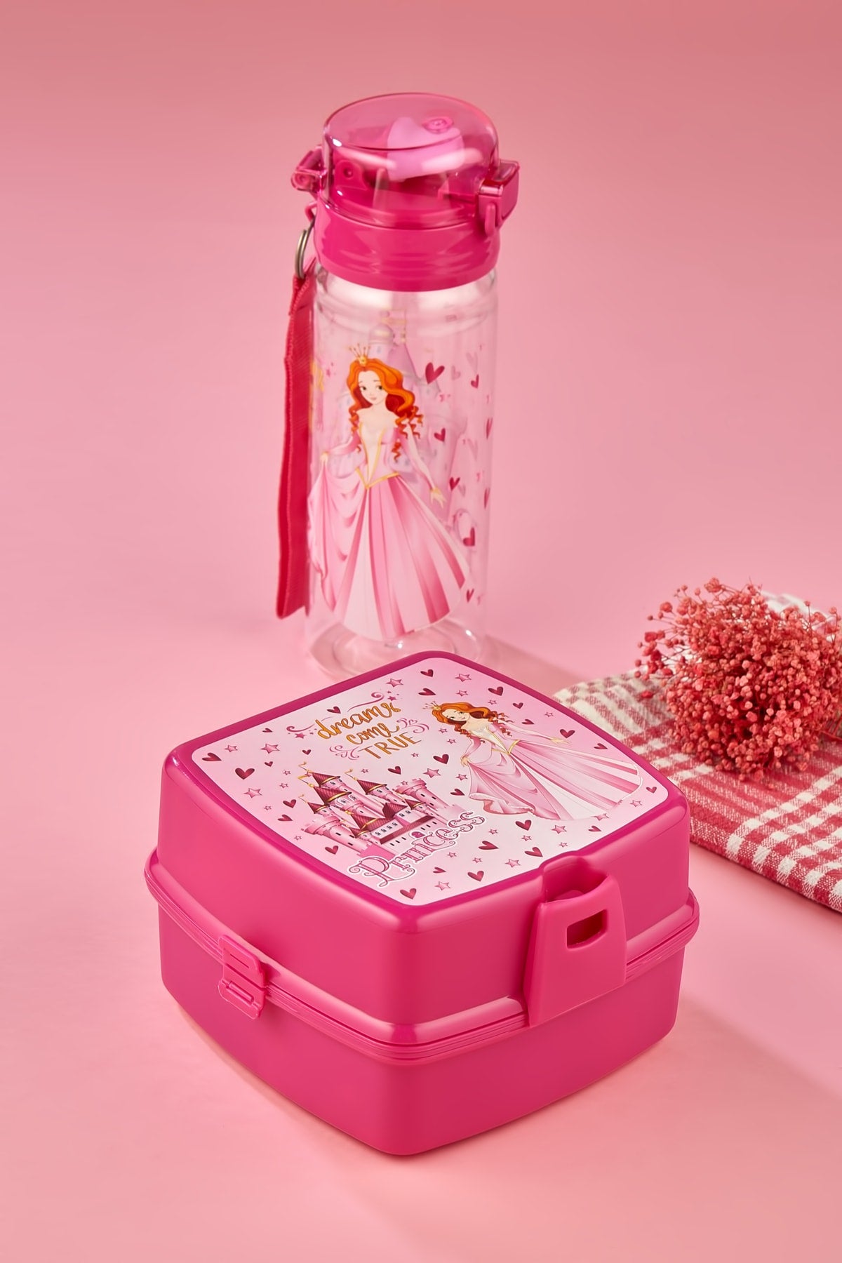 2-lagige Lunchbox mit 4 Fächern, mit Löffel und Thermoskanne „Princess“ mit 500-cc-Pipette