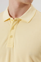  Мужская безусадочная хлопчатобумажная ткань Slim Fit Slim Fit Желто-белая футболка с воротником-поло с защитой от перекатывания
