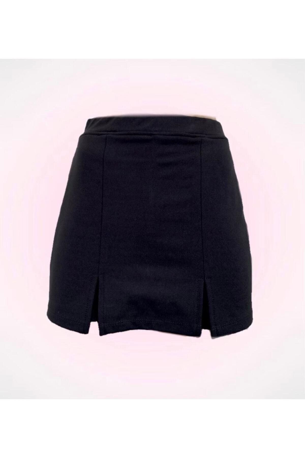 Black Double Slit Short Skirt - Swordslife