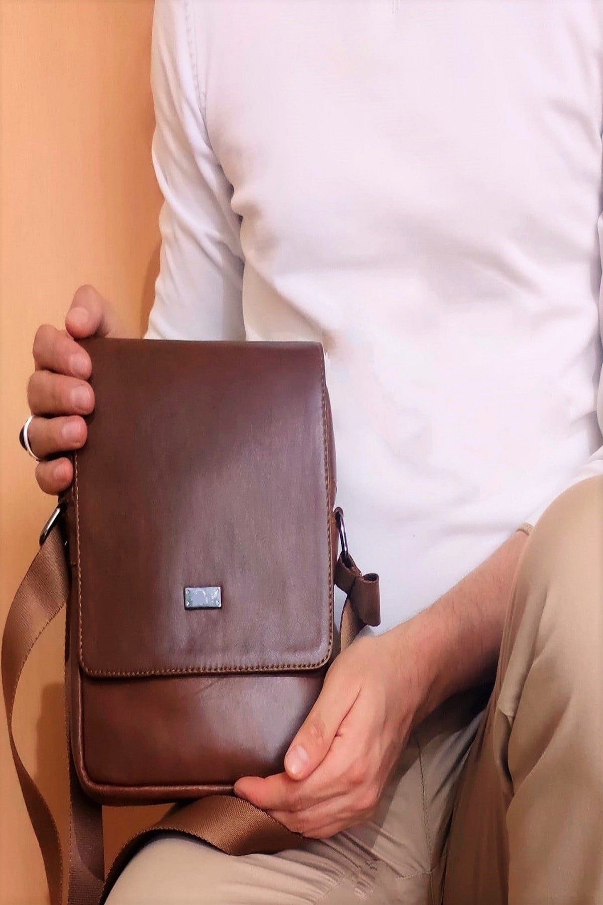 2022 Trend Men'S Genuine Leather Bag Shoulder Strap Messenger Designer Bag
