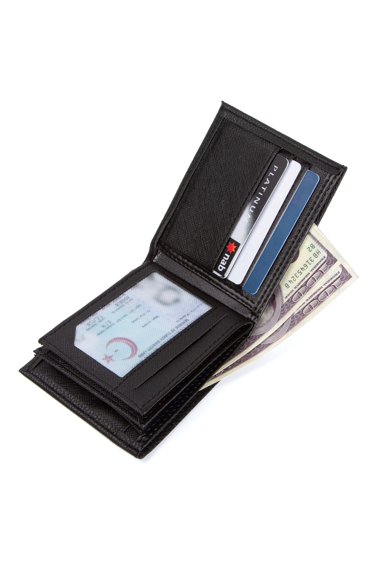 Black Color Wallet Men's Wallet With Coin Holder Card Compartment
