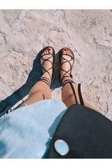 Alberta Black Cleopatra Women's Ankle Sandals - Swordslife