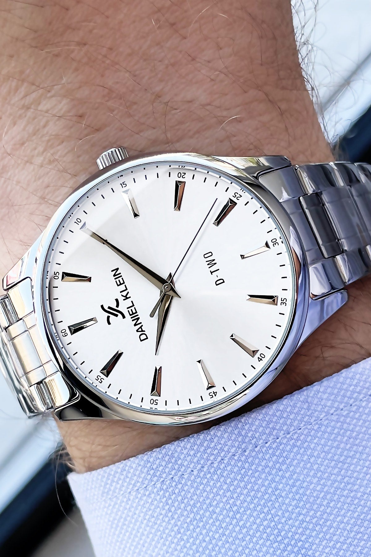 Herren Armbanduhr 3 ATM Wasserdicht Silberfarben Stahlband + Armband Dke2056C6