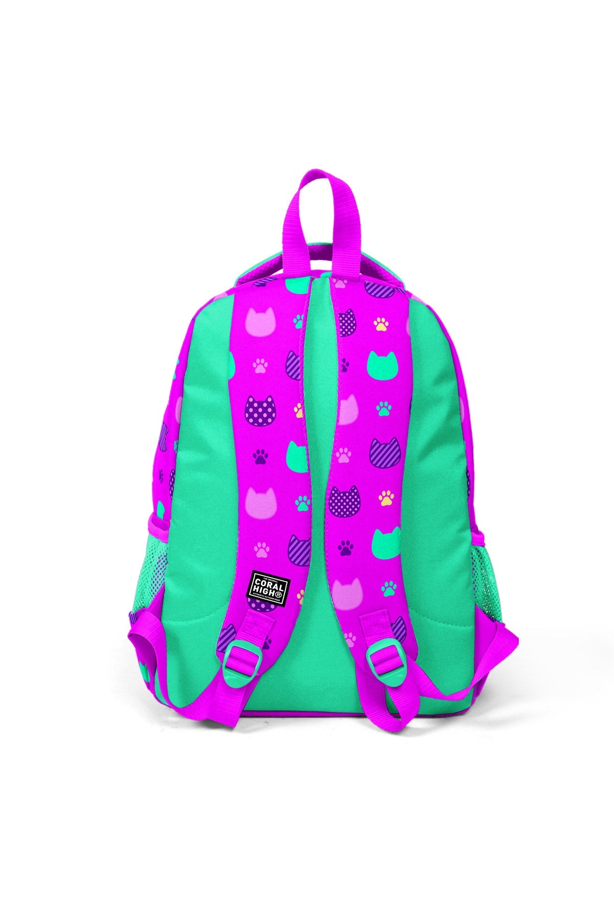 Kids Pink-water Green Three Compartment School Bag 23490