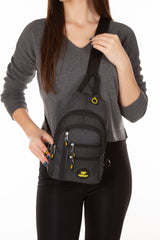 Unisex Black Waterproof Usb Headphone Out Shoulder Bag Crossbody Chest Bag