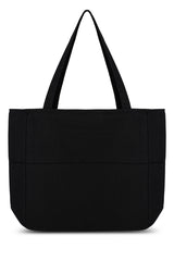 Black Handle Shoulder Bag, Canvas Tote Bag, Zipper, Multi Pocket, Shopping Bag, Eco Friendly