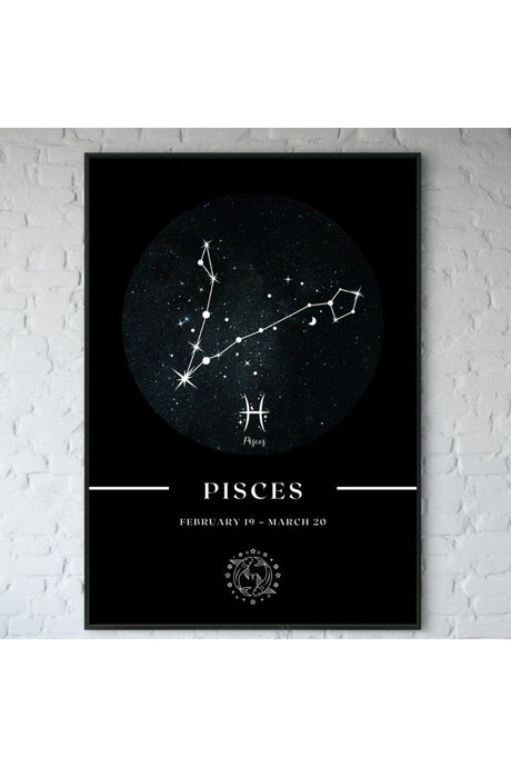 Pisces Pisces Zodiac Constellation Chart Astrology Horoscope Symbol 34x44cm - Swordslife