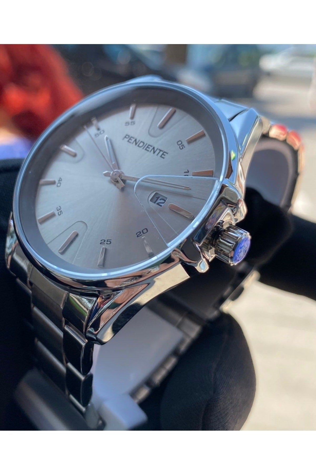 Silberne Herrenarmbanduhr 3 ATM wasserdicht Edelstahl Maschine garantiert