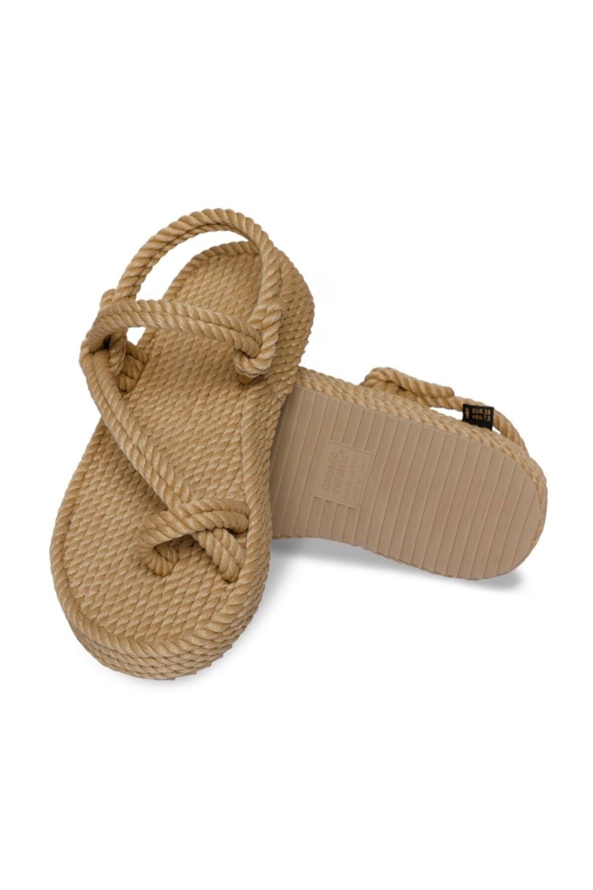 Hawaii Women's Platform Rope & Rope Sandals - Beige - Swordslife