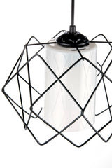 Black Design Multi Square Chandelier with White Mica Glass (2 PCS)