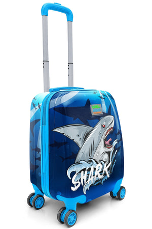 Kids Navy Blue Shark Pattern Kid'S Suitcase 16741