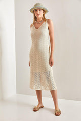 Women's Strap Openwork Summer Knitwear Dress - Swordslife