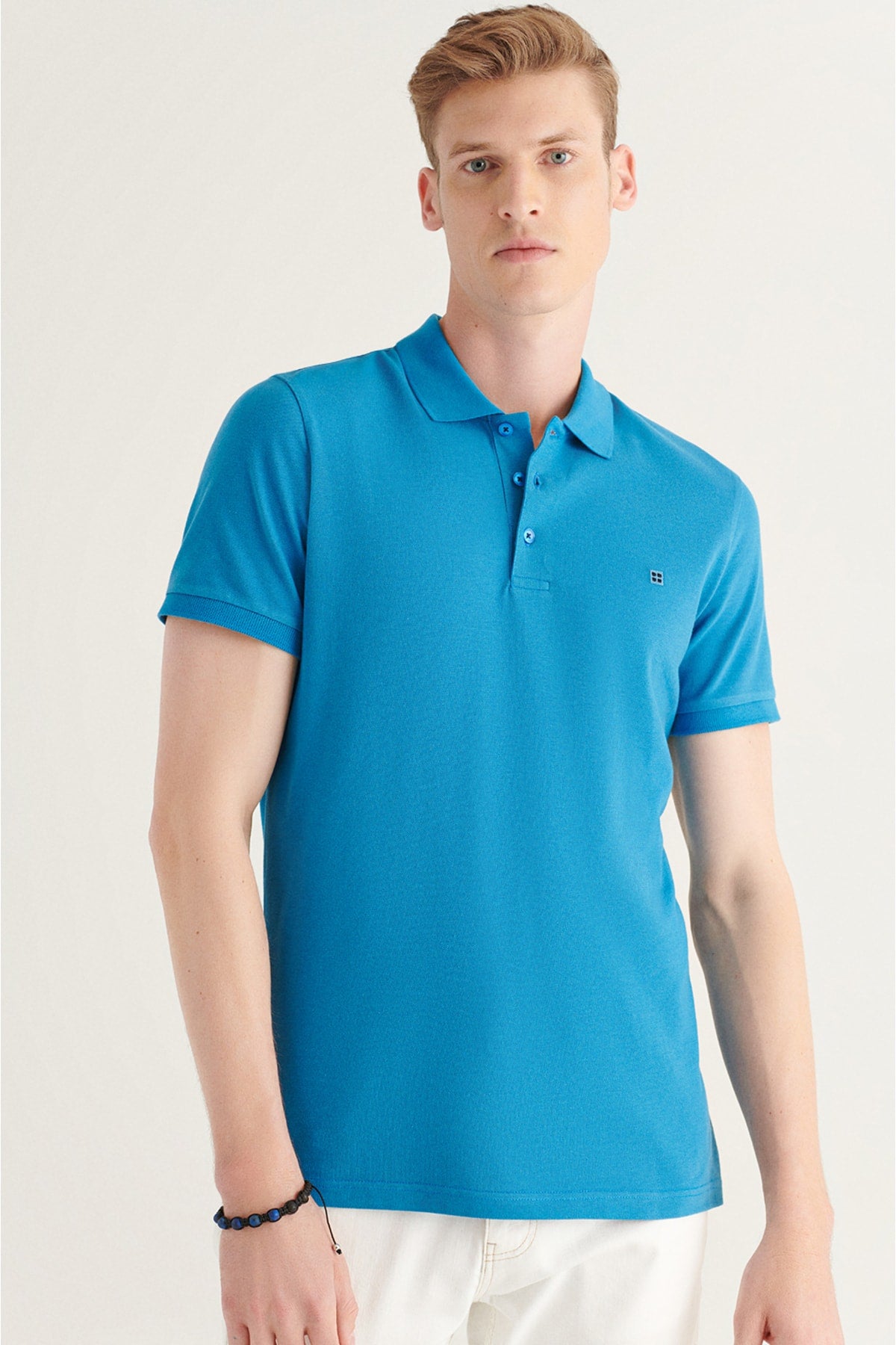 Men's Dark Blue 100% Cotton Breathable Standard Fit Normal Cut Polo Neck T-shirt E001004