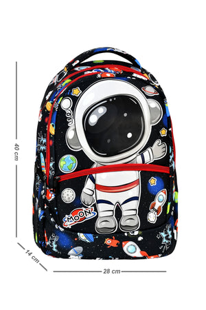 3er-Pack Grundschul-Schulranzen mit Astronauten-Muster, mit Essen und Stiftehalter für Jungen
