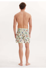 Men's Beige Printed Sea Shorts Wmpattern Swımshorts