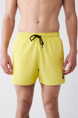 Men'S Yellow Quick Dry Standard Size Straight Swimwear Marine Shorts E003801