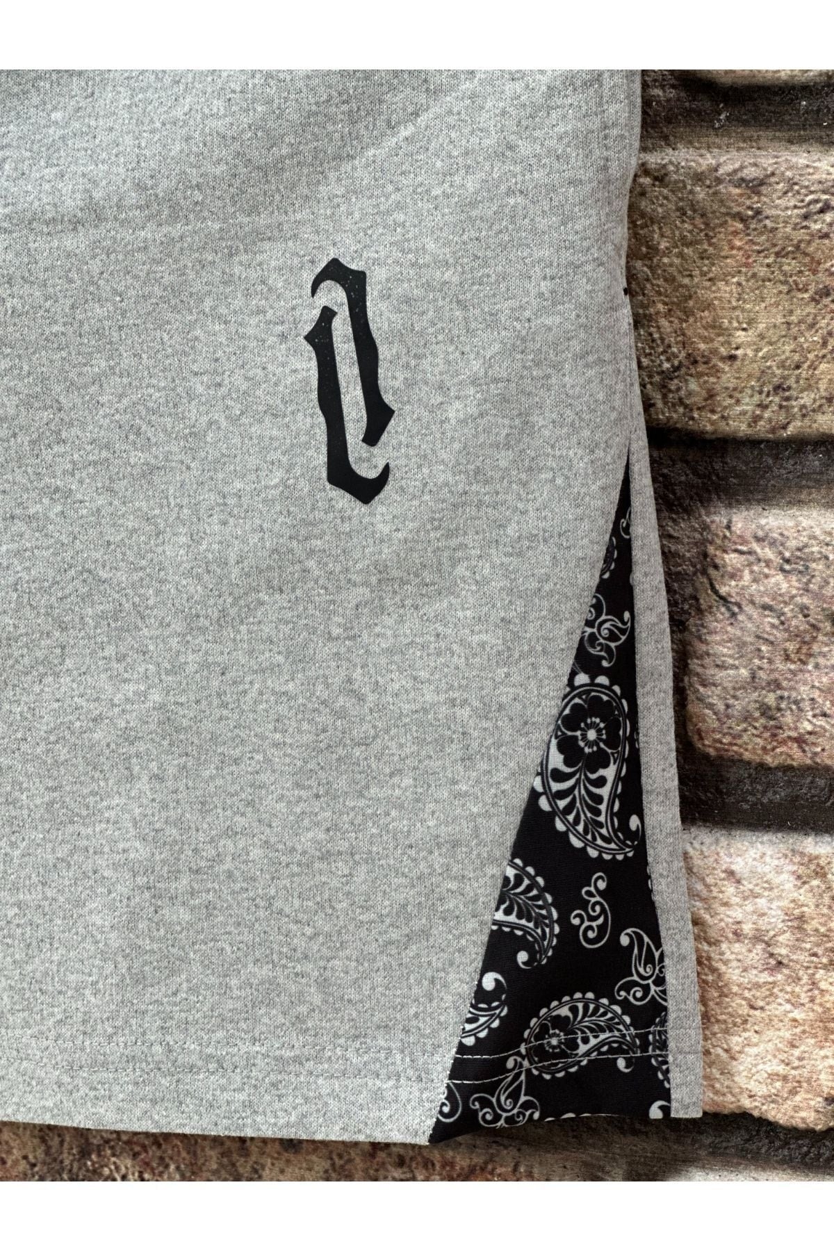 Men'S White Vertical Printed Oversize T-Shirt Shorts Set