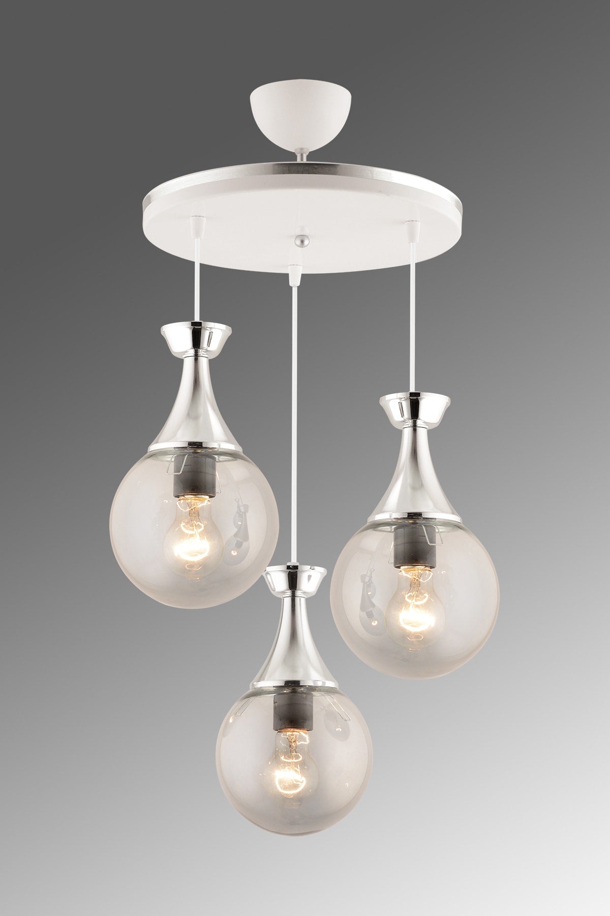 Minel 3 Piece Tray White Chrome Gilded Smoked Glop Glass Lighting