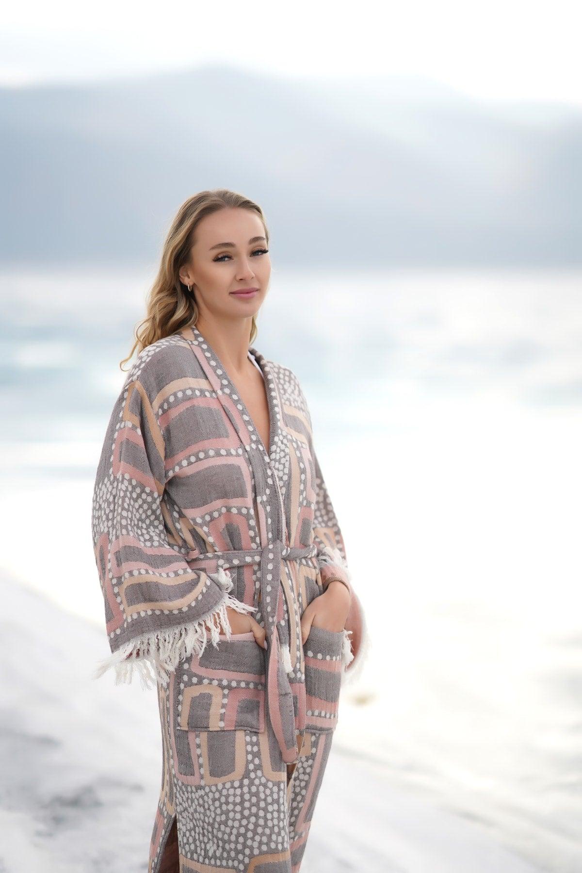 - 100% Cotton Peshtemal Bathrobe - Beach Peshtemal Bathrobe- Special Design Beach Creation-lich - Swordslife