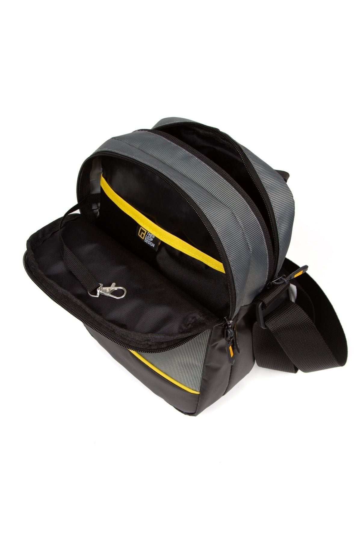 Unisex Gray 6 Compartment Adjustable Long Strap Waterproof Portfolio Bag Cross Hand And Shoulder Bag
