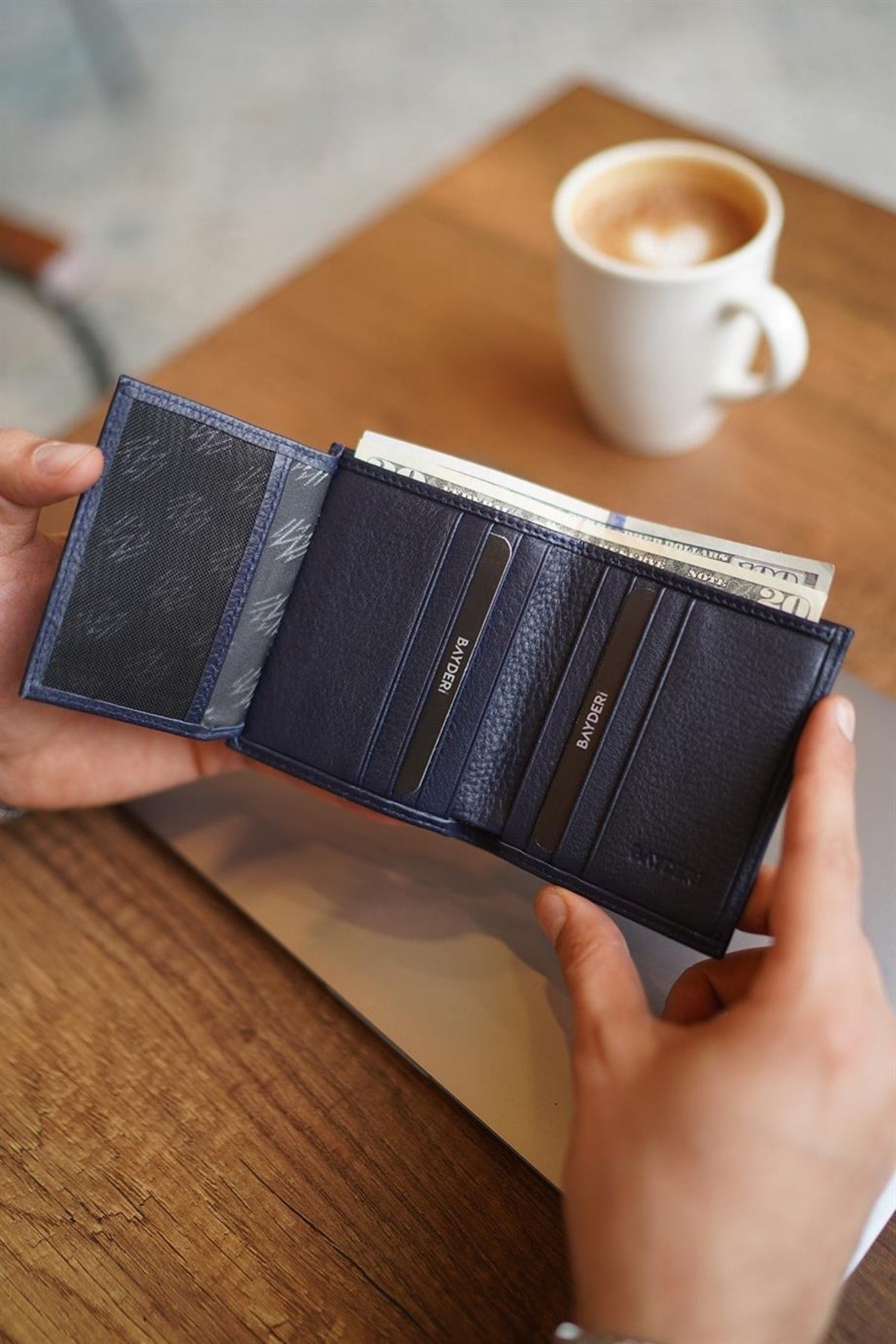 Lisande Genuine Leather Kibar Men'S Wallet Navy Blue