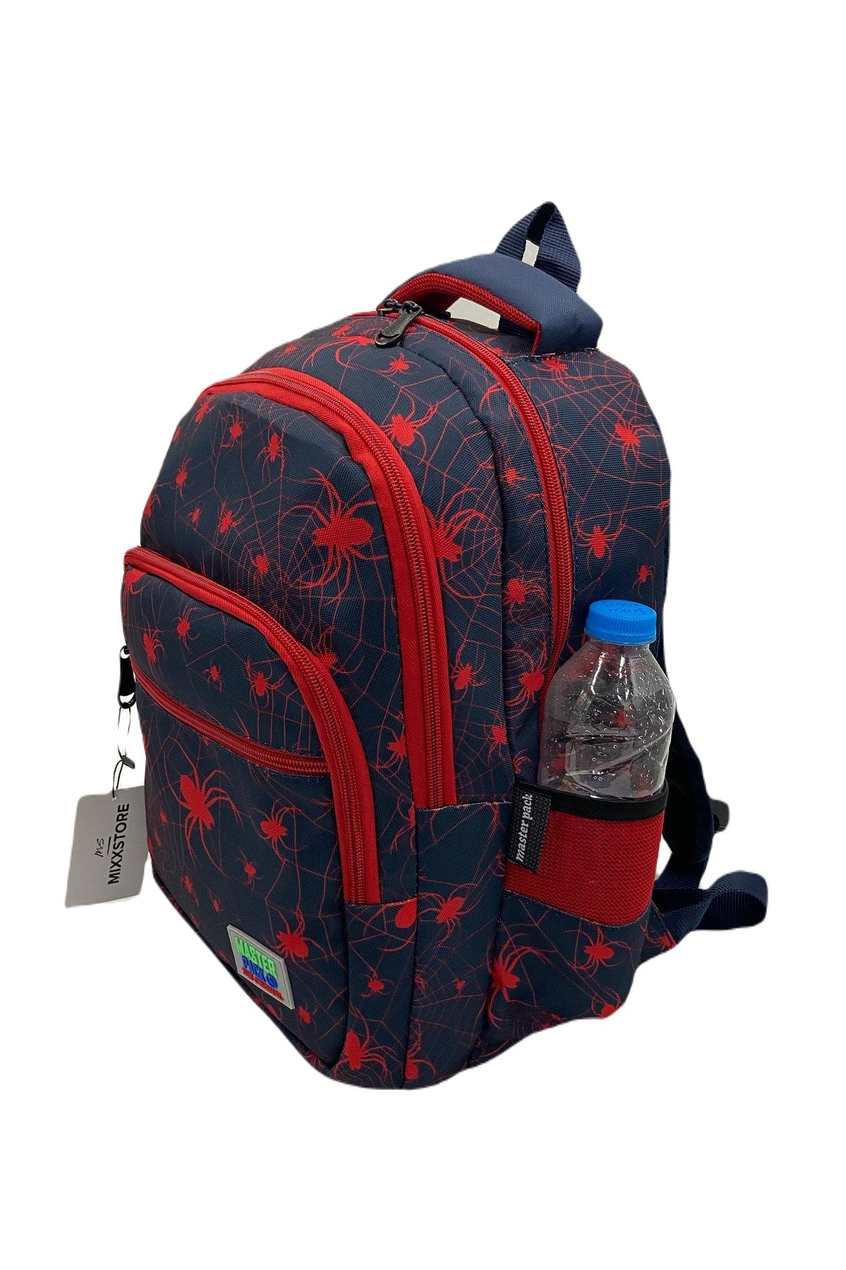 Orthopädische Rückenstütze für Jungen mit Spinnenmuster, Grundschultasche mit Ernährungs- und Bleistifthalter
