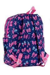 Ribbon Patterned Navy Blue 4-Compartment Washable Girls Primary School Backpack