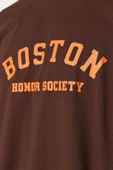 Brown Men's Oversize Crew Neck Short Sleeve City Printed 100% Cotton T-Shirt TMNSS21TS1217