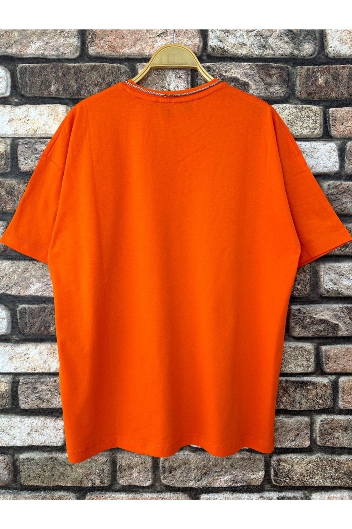 Men'S Orange Believe Printed Oversize T-Shirt