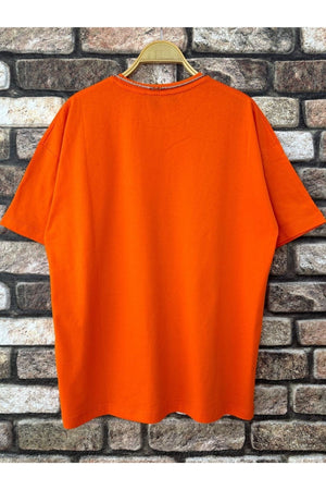 Men'S Orange Believe Printed Oversize T-Shirt