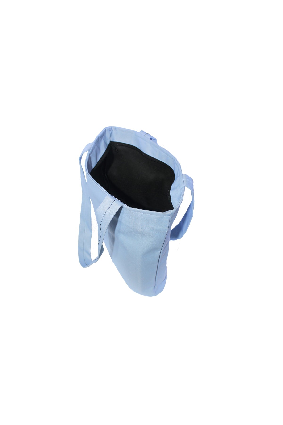 Women'S Light Blue Bag Zipper Hand And Shoulder Bag Canvas Fabric Tote Bag