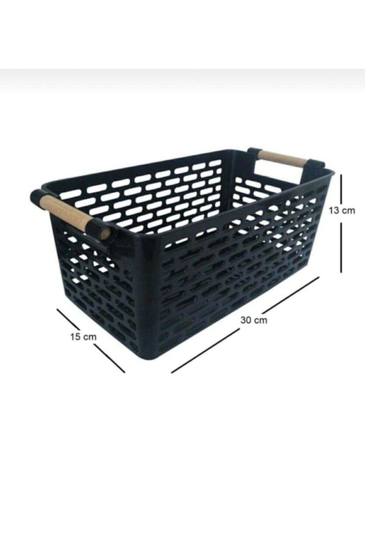 4 Wooden Handle Basket (black)