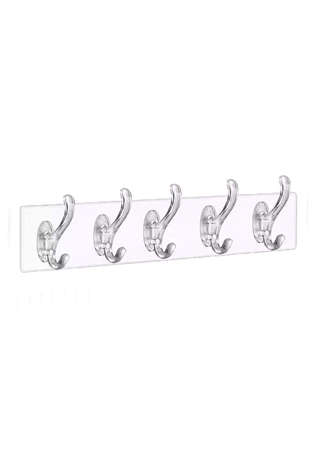 5 Piece Adhesive Transparent Wall Hanger Bathroom Kitchen Organizer Hanger Practical Hook Hanger - Swordslife