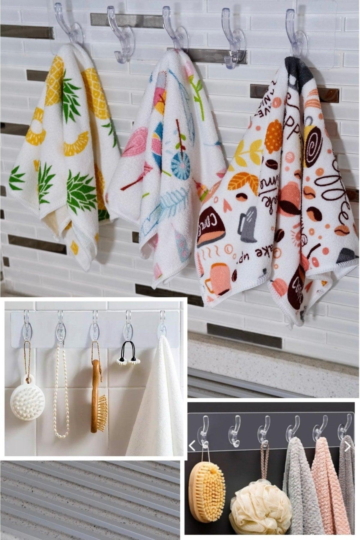 5 Piece Self Adhesive Strong Transparent Hanger - Behind Door Kitchen Wall Bathroom - Swordslife