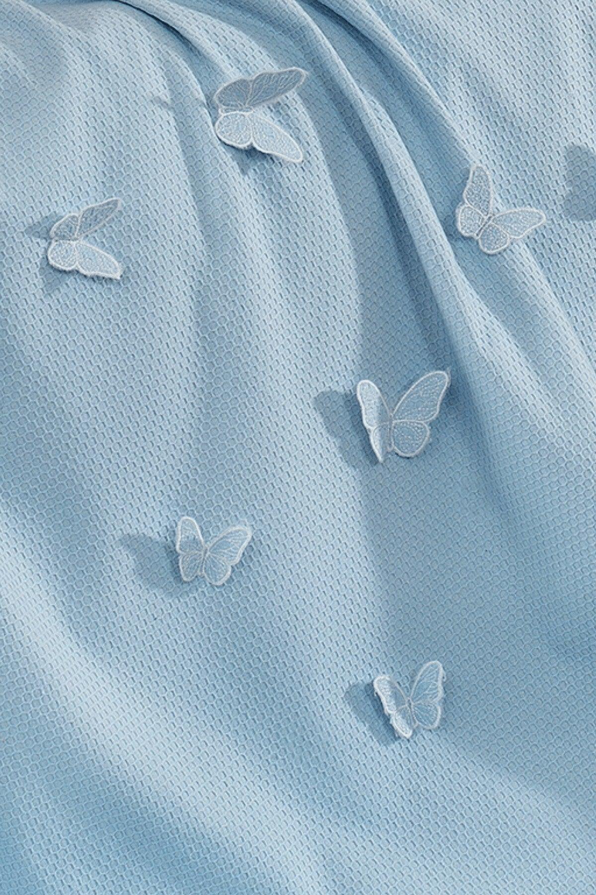 5 Pieces 100% Cotton 3d Butterfly Pattern Baby Duvet Cover Set Blue - Swordslife