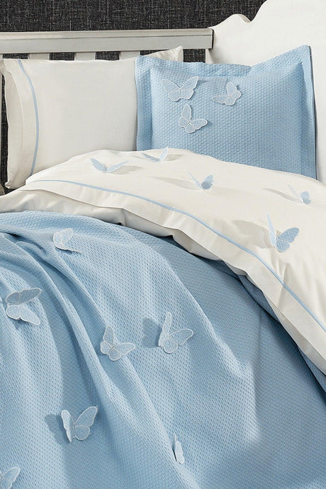 5 Pieces 100% Cotton 3d Butterfly Pattern Baby Duvet Cover Set Blue - Swordslife