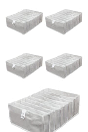 5 Pieces - 8 Section Accordion Drawer and Cabinet Organizer Xl 39x30x14cm - Lined Model - Swordslife